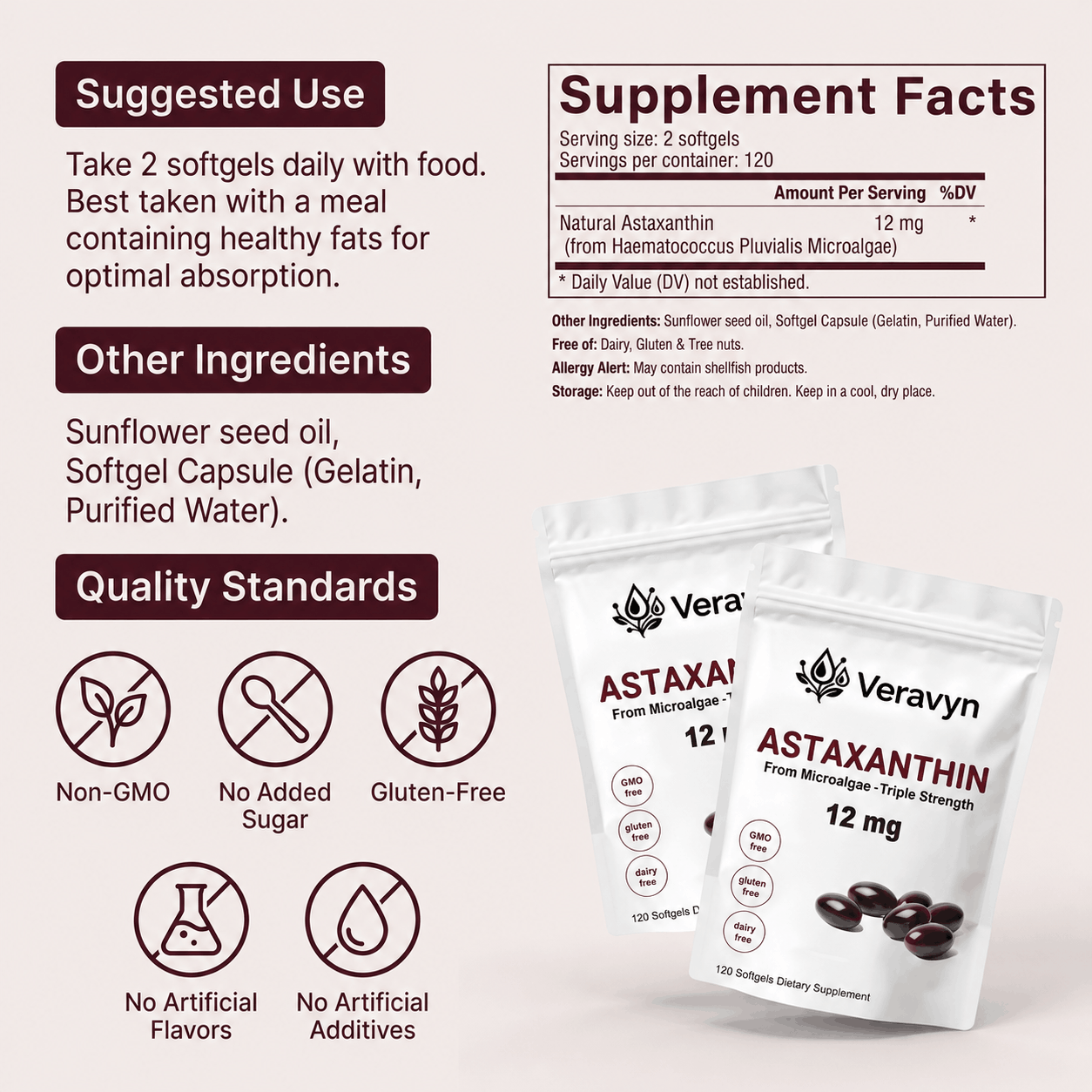 Veravyn Astaxanthin - 12mg Softgels