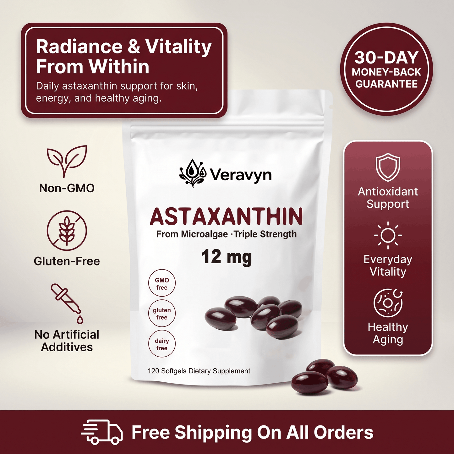 Veravyn Astaxanthin - 12mg Softgels