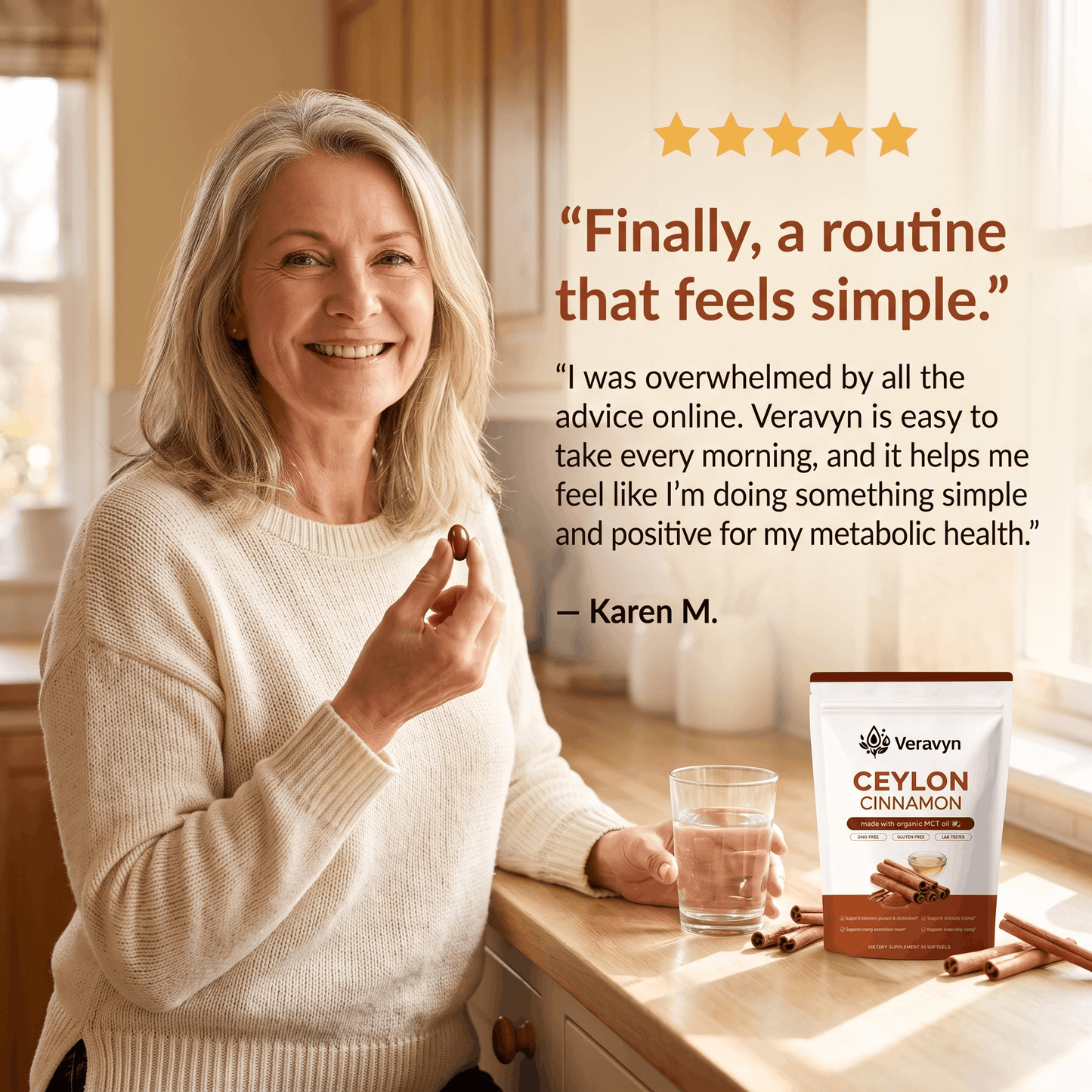 Veravyn Ceylon Cinnamon 7200mg Equivalent with MCT Oil