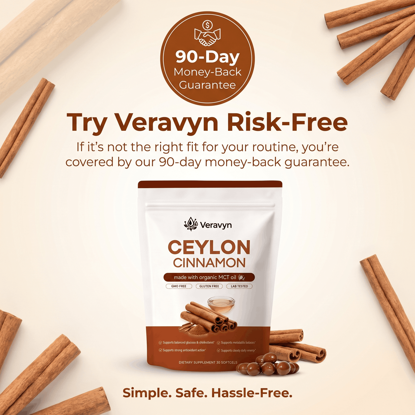 Veravyn Ceylon Cinnamon 7200mg Equivalent with MCT Oil