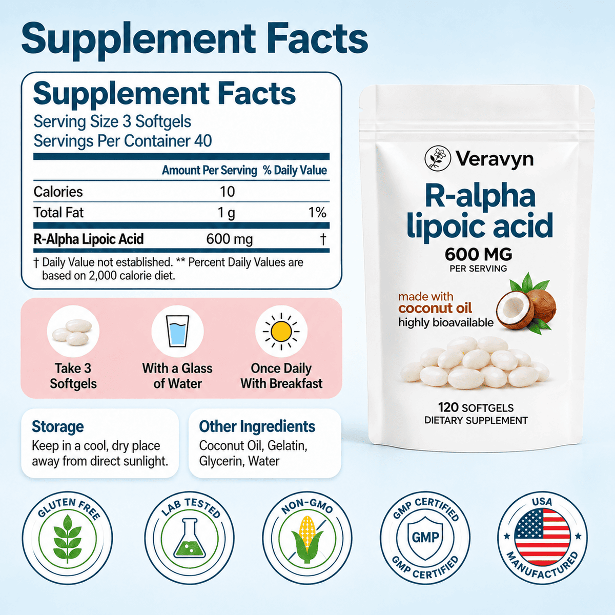 Veravyn R-Alpha Lipoic Acid Softgels
